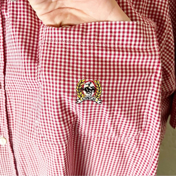 Cinch Men's Shirt XL Red White Gingham Checked Button Down Western Classic - Picture 5 of 8